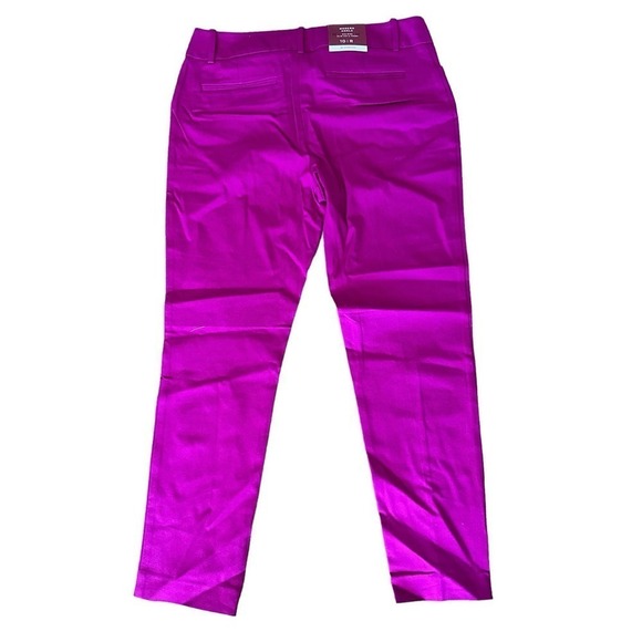 Merona Ankle Pant Women's Size 10 Fuschia Straight Leg High Rise Cotton Stretch - Picture 2 of 5